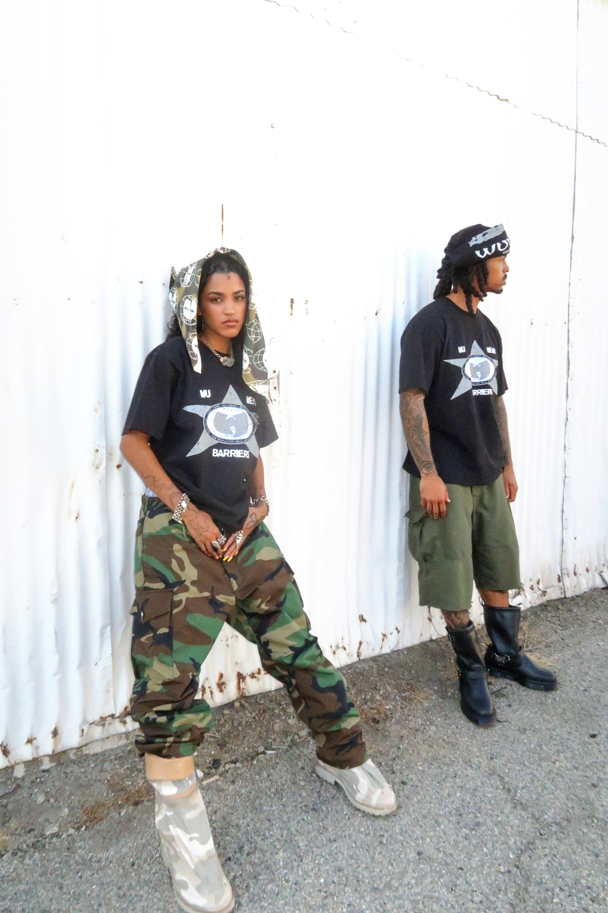 Full-length pair in Barriers tees