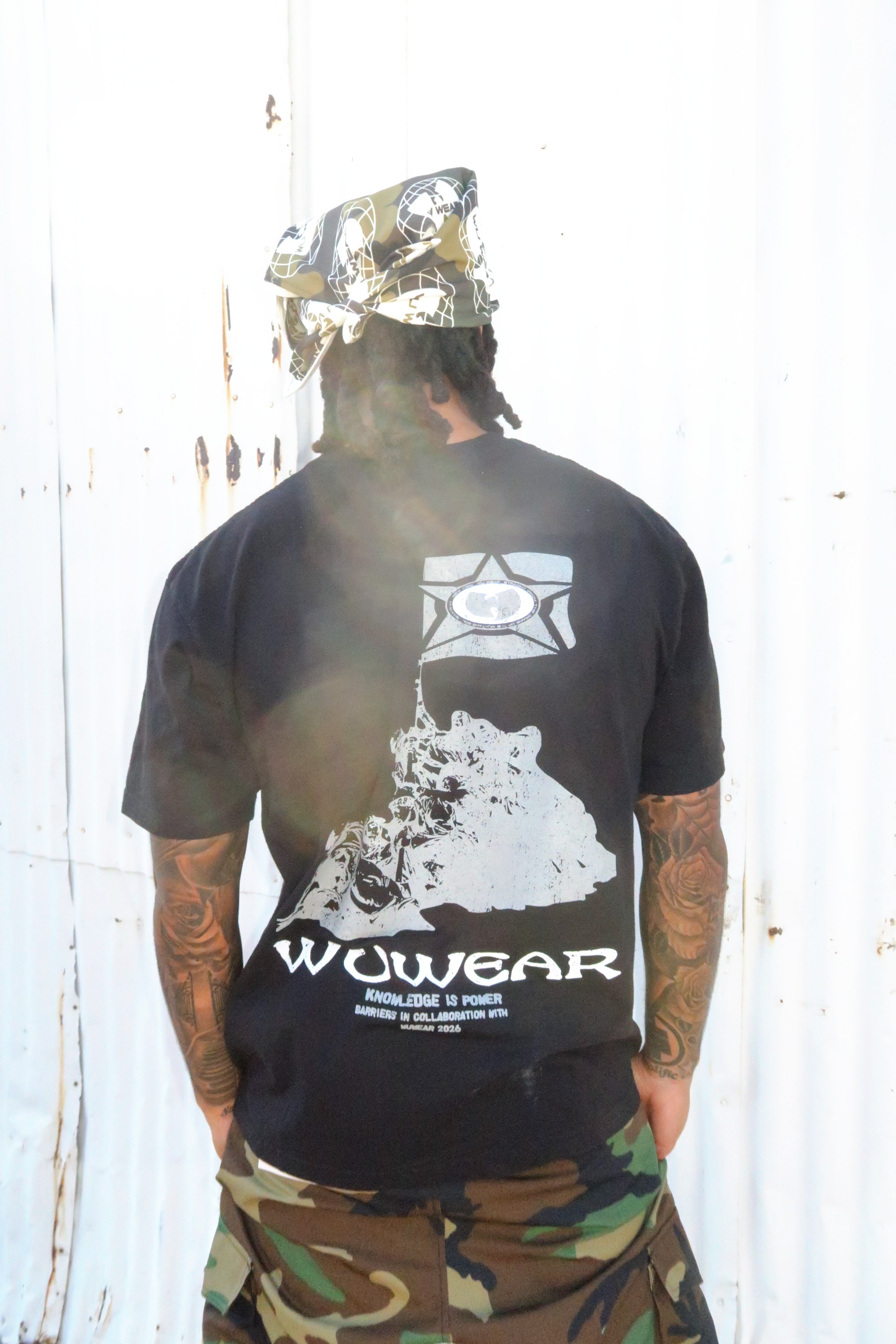 Back of the Barriers tee, Knowledge is Power print