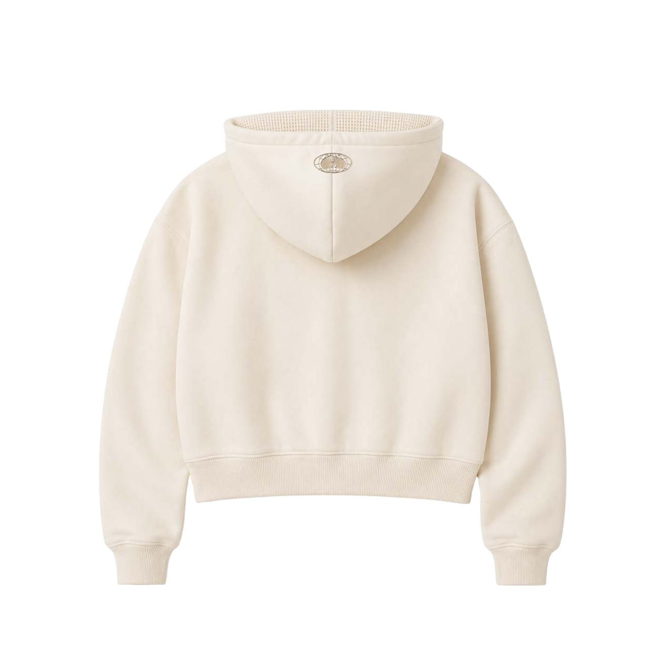 Cropped Zip Hoodie, cream, back