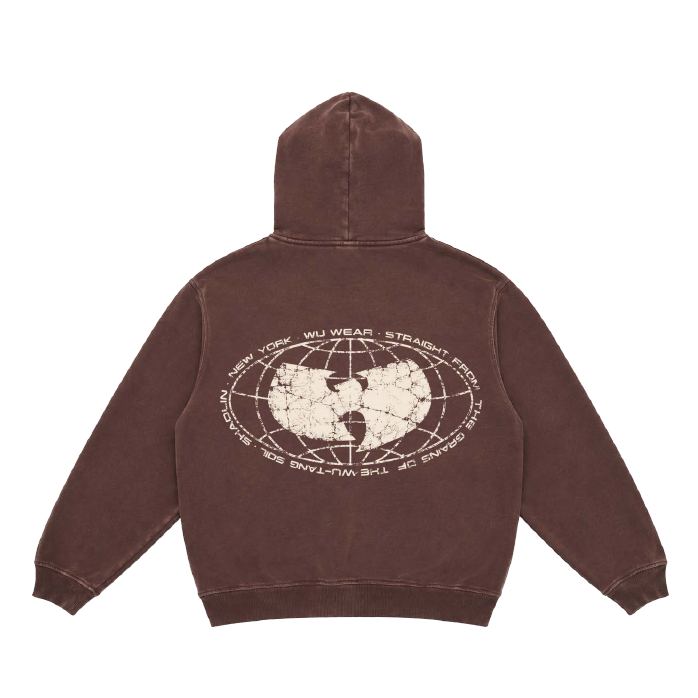 Washed Zip Hoodie, brown, back