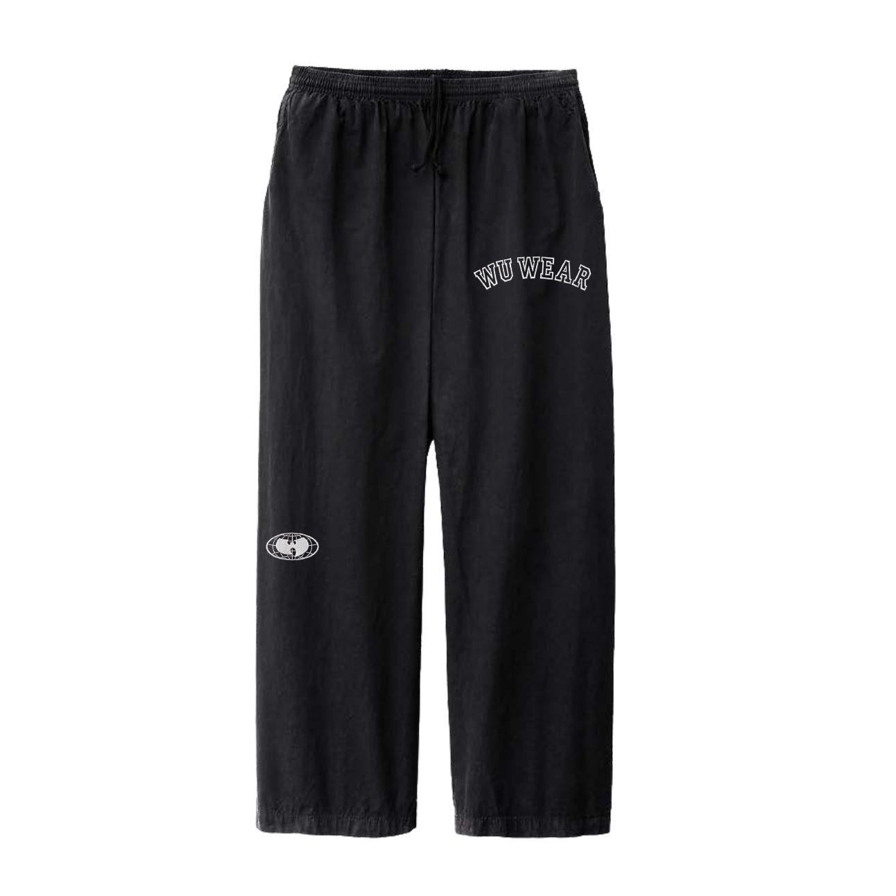 Washed Drawcord Pant, black, front