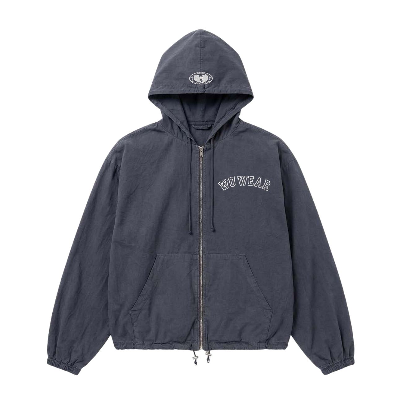 Drawcord Hooded Jacket, slate blue, front
