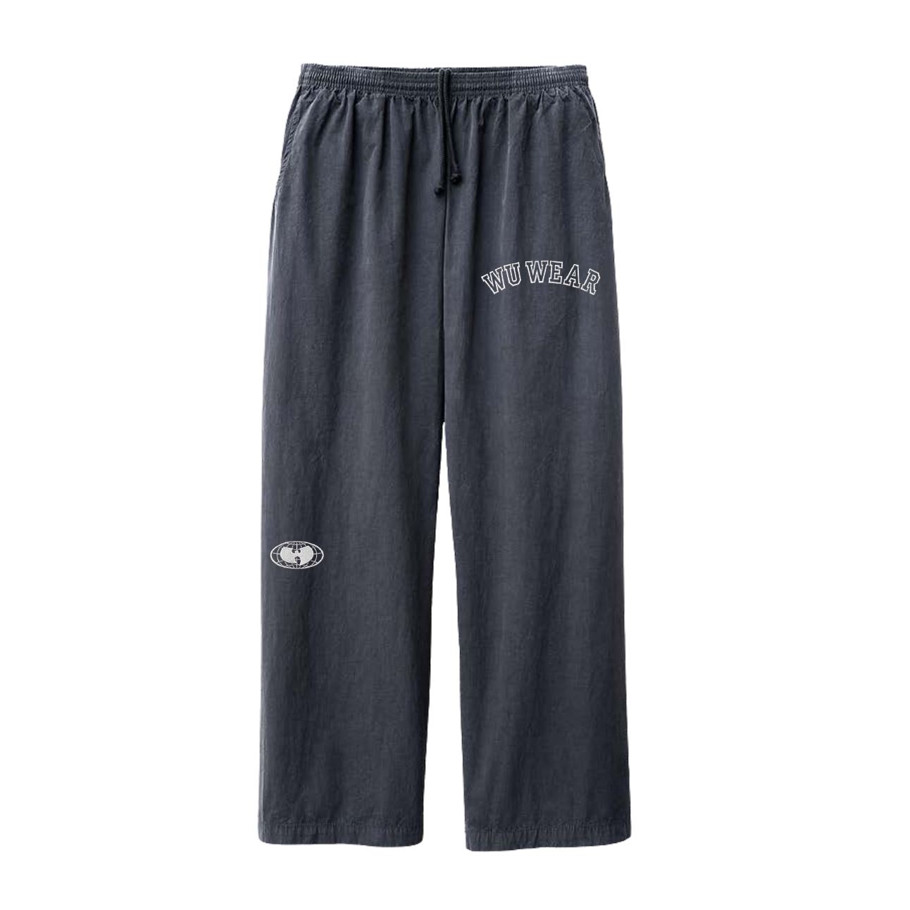 Washed Drawcord Pant, slate blue, front