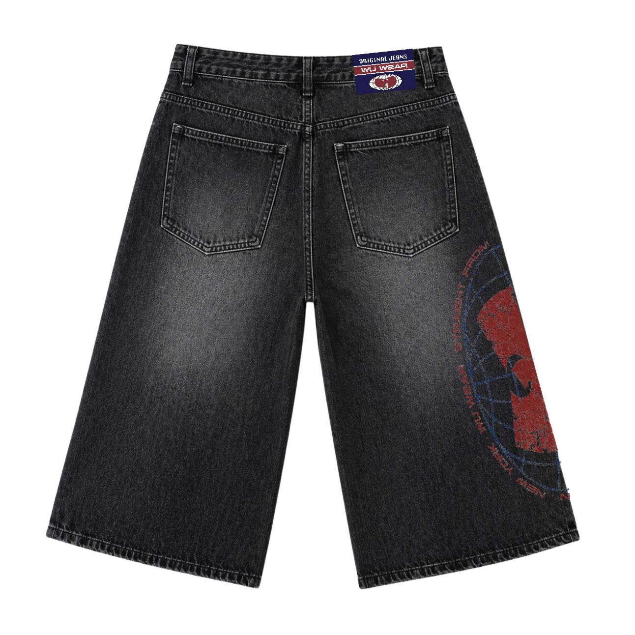 Arch Print Jort, black wash, back