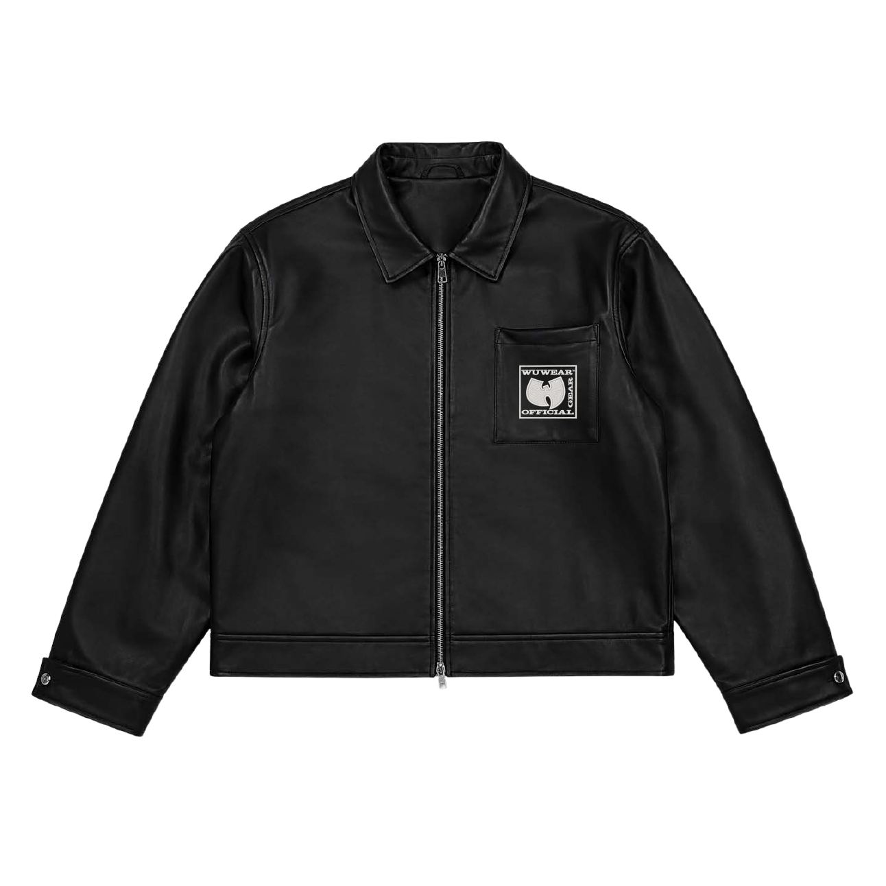 Faux Leather Work Jacket, black, front