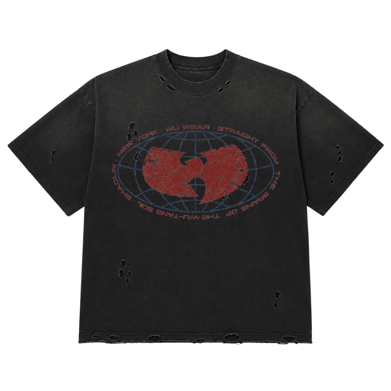 Distressed Tee, faded black, front