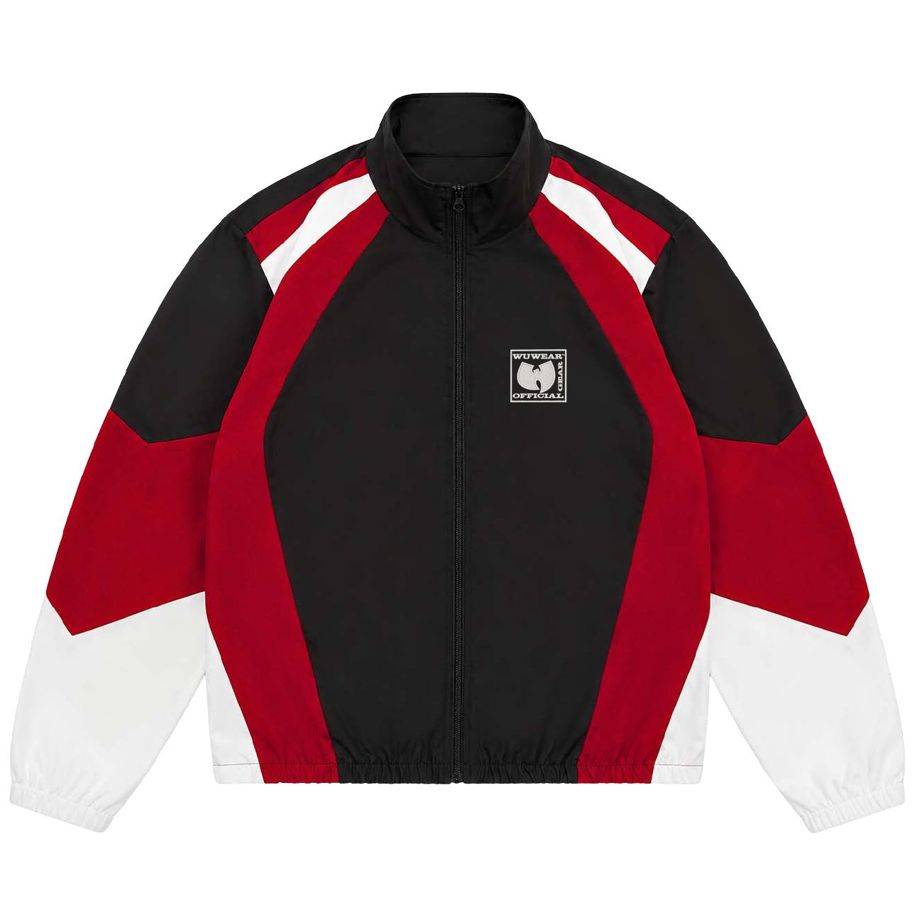 Colorblock Track Jacket, black/red/white, front