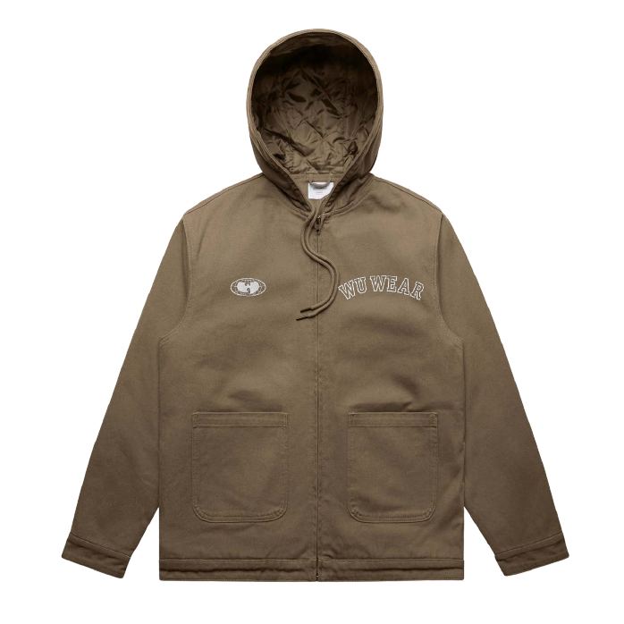 Hooded Canvas Work Jacket, brown, front